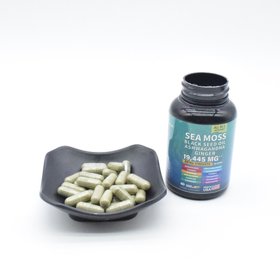 OEM ODM Musgo de mar orgánico y cápsulas de aceite de semilla negra para adultos extracto de musgo de mar para suplementos del sistema inmunológico