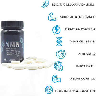 Aumento puro de la energía de la cápsula del suplemento de la longevidad 600mg Nmn