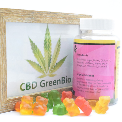 El extracto CBD del cáñamo duerme el lanzamiento gomoso 220g de la tensión del dolor por los anillos gomosos del melocotón de la botella CBD