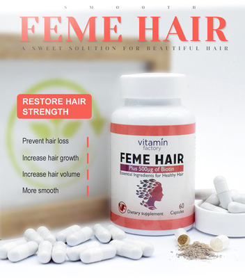 Grado superior de la vitamina de la cápsula de la biotina del pelo de Feme para la salud de la piel del clavo