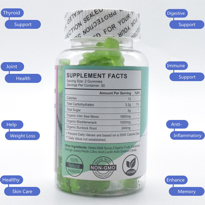 60 el mar de Irlanda Moss Gummies GMP personalizó a Logo Immune Support