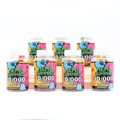 Categoría alimenticia gomosa del dolor del lanzamiento 25mg del cáñamo CBD del GMP 60 Gummies por la botella