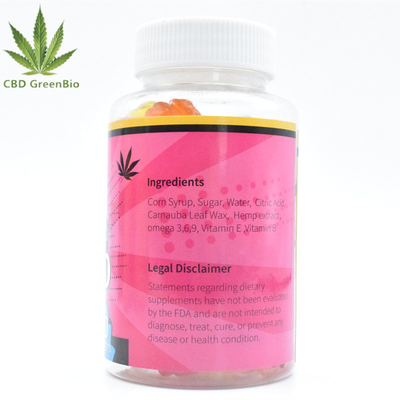 Categoría alimenticia gomosa del dolor del lanzamiento 25mg del cáñamo CBD del GMP 60 Gummies por la botella